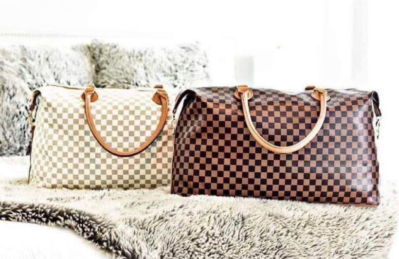 Bags, Brand New Brown Checkered Duffle