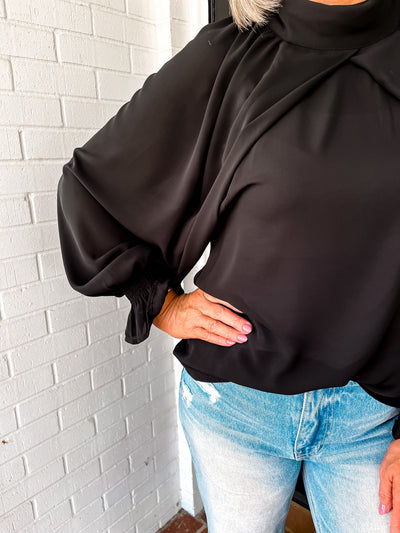 Date Night Cape Blouse-Black