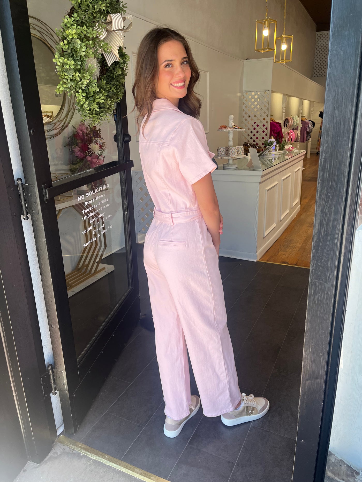 Baby Pink Denim Jumpsuit