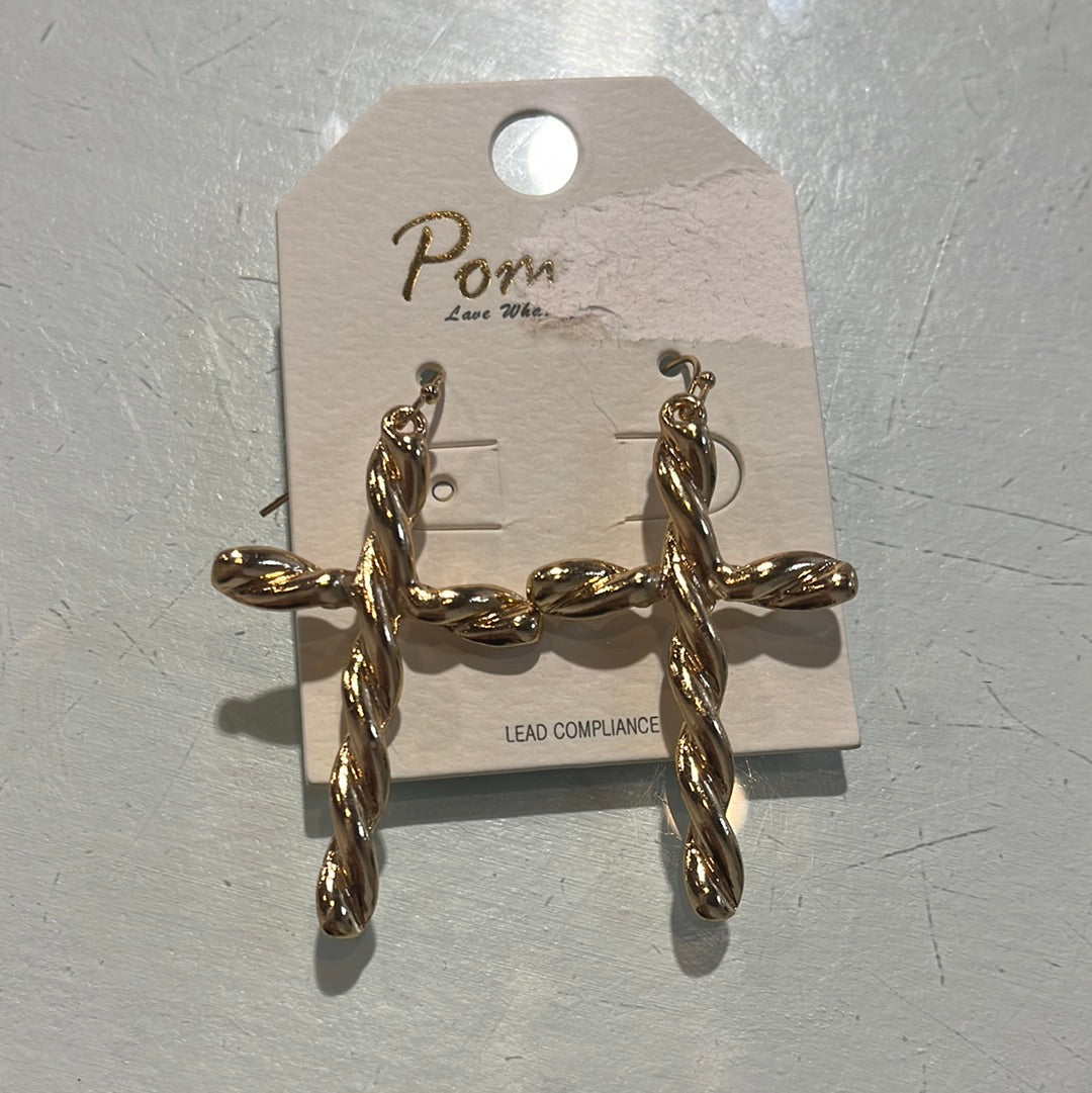 Gold Cross Earrings