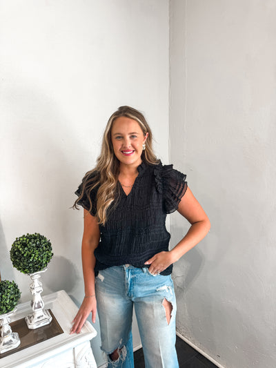 Elegant Black Flowy Blouse