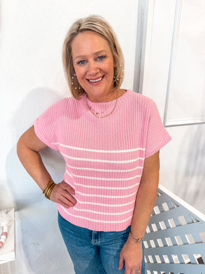 Spring Feels Stripe Sweater-Pink