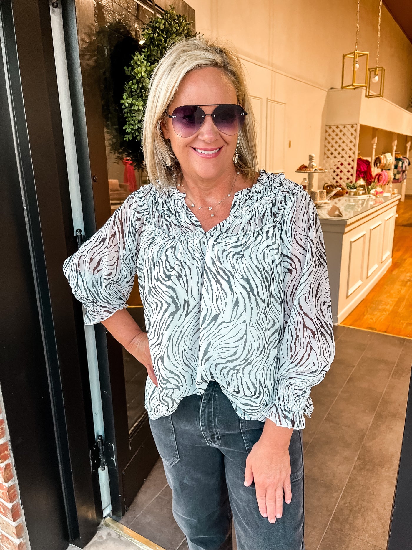 Zooming Into Fall Zebra Blouse