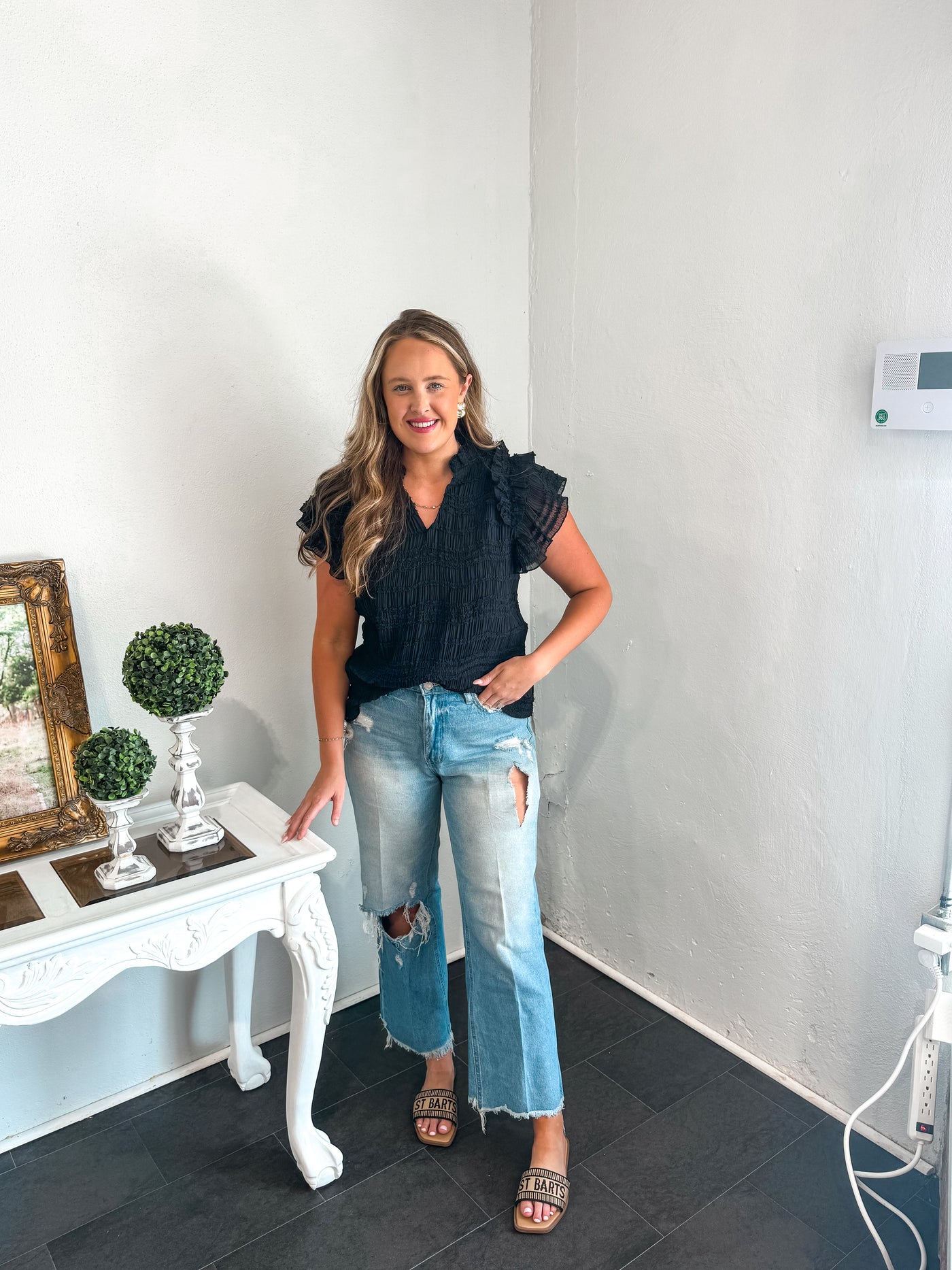 Elegant Black Flowy Blouse