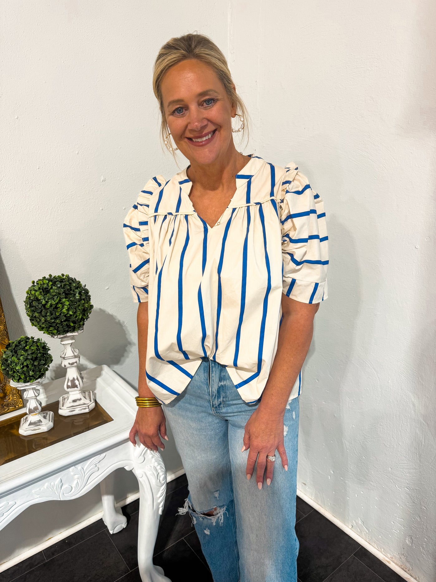 Cabo Ready Blue Stripe Blouse