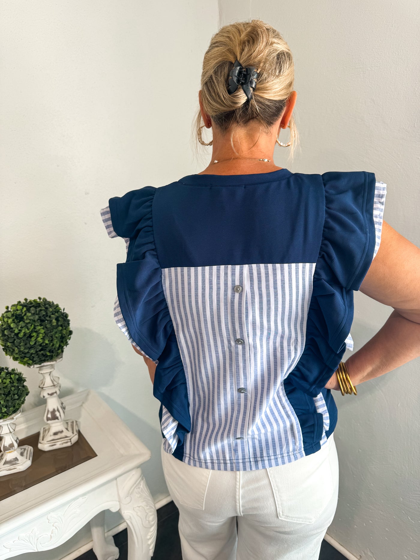 Stripe A Pose Navy Top