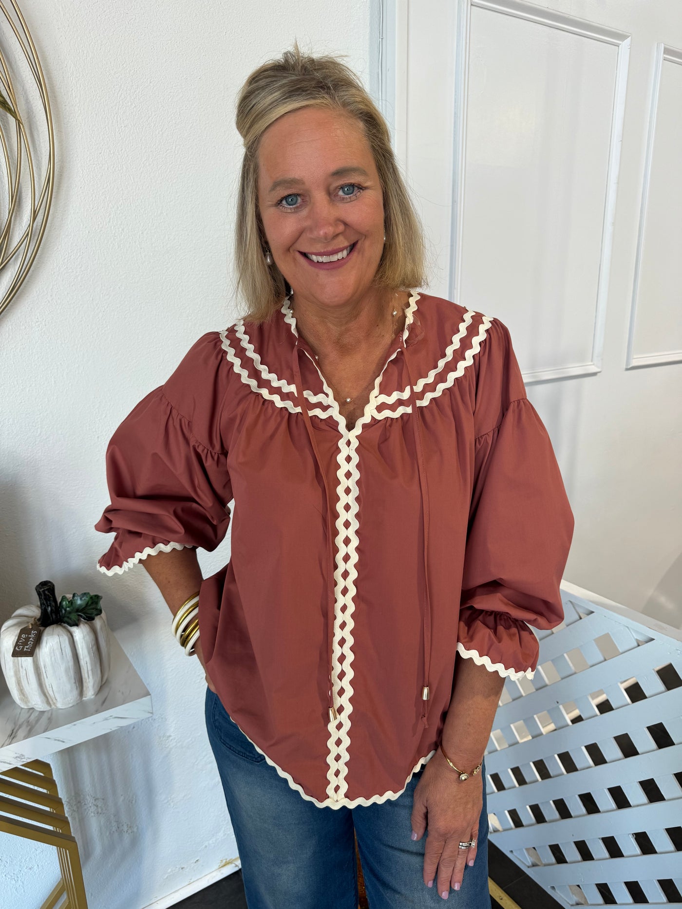 Here For Fall Chestnut Blouse