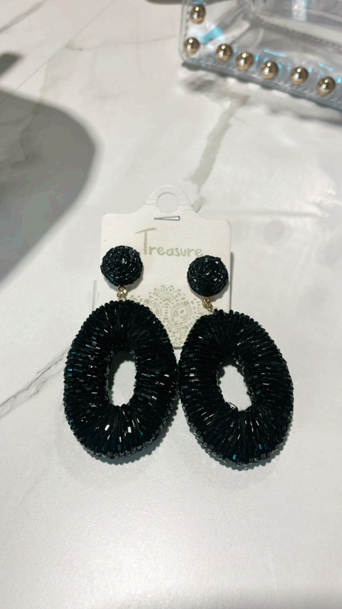 Misty Black Drop Earring