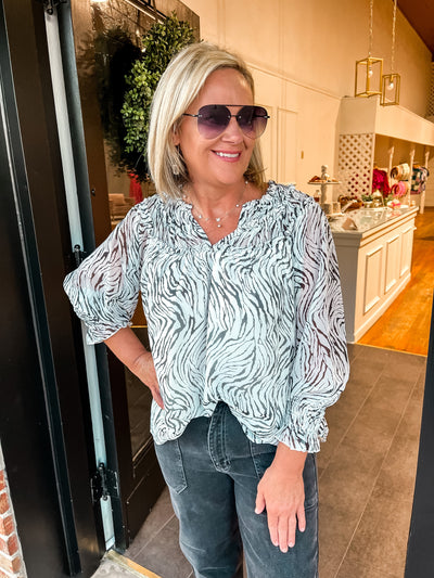 Zooming Into Fall Zebra Blouse