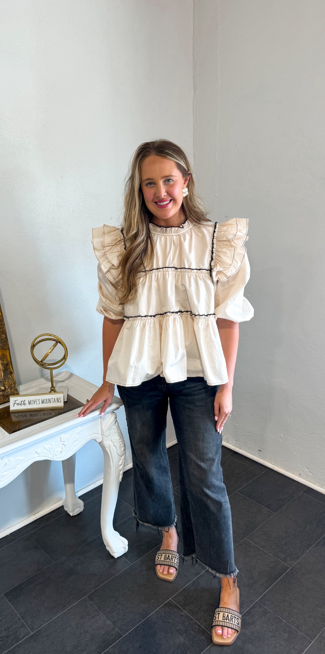 Look At You Ivory Ruffled Blouse