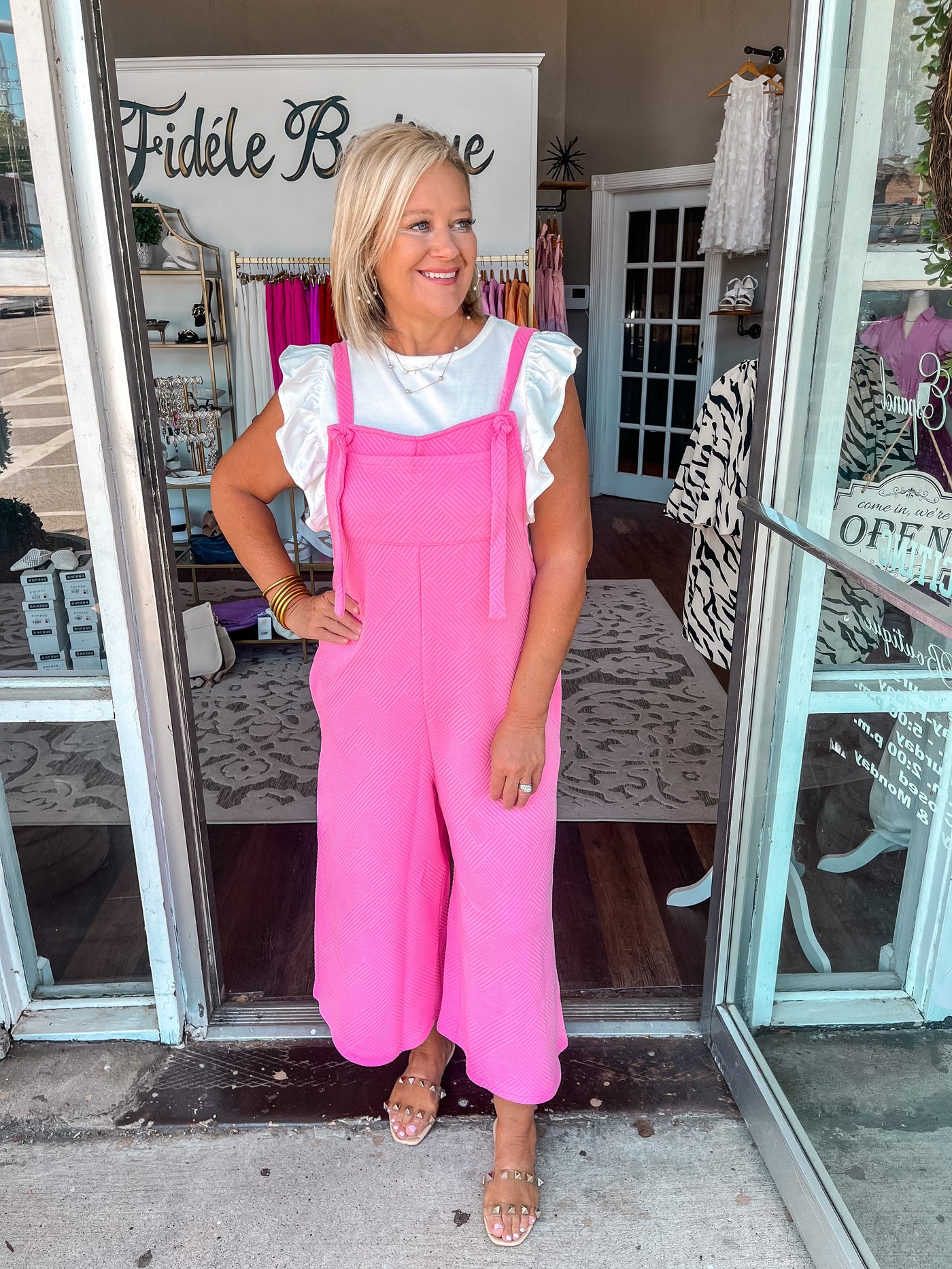 See You Soon French Terry Jumpsuit - Bubble Gum Pink