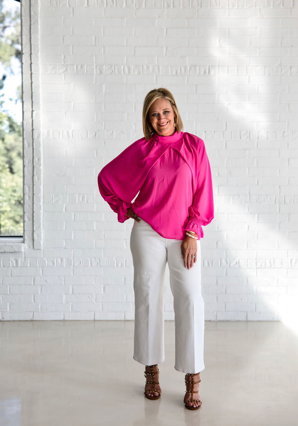 Misty Pink Cape Sleeve Blouse