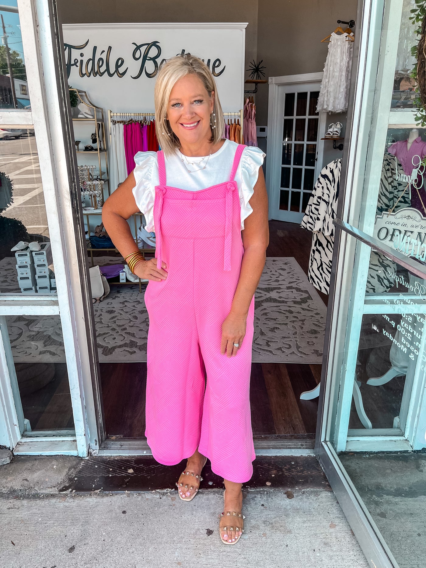 See You Soon French Terry Jumpsuit - Bubble Gum Pink