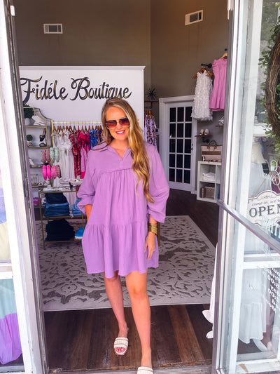 Purple Babydoll Gauze Dress