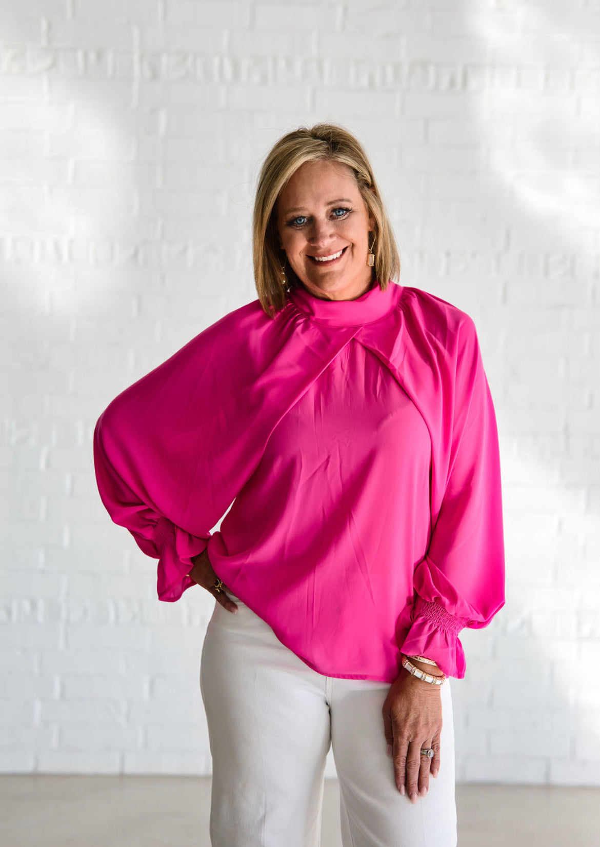 Misty Pink Cape Sleeve Blouse