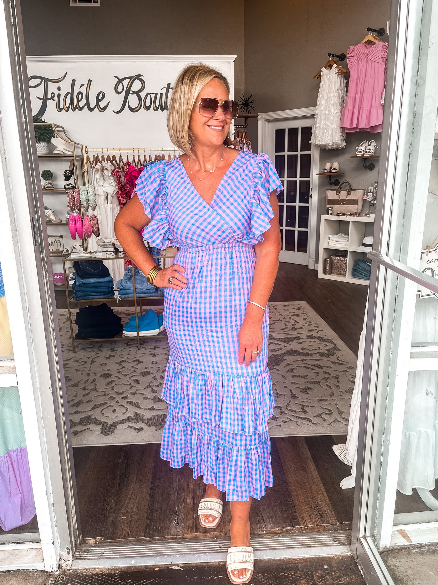 The Kenzie Gingham Midi Dress