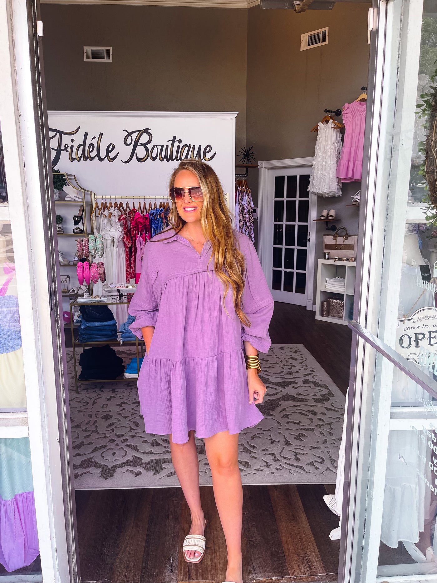 Purple Babydoll Gauze Dress