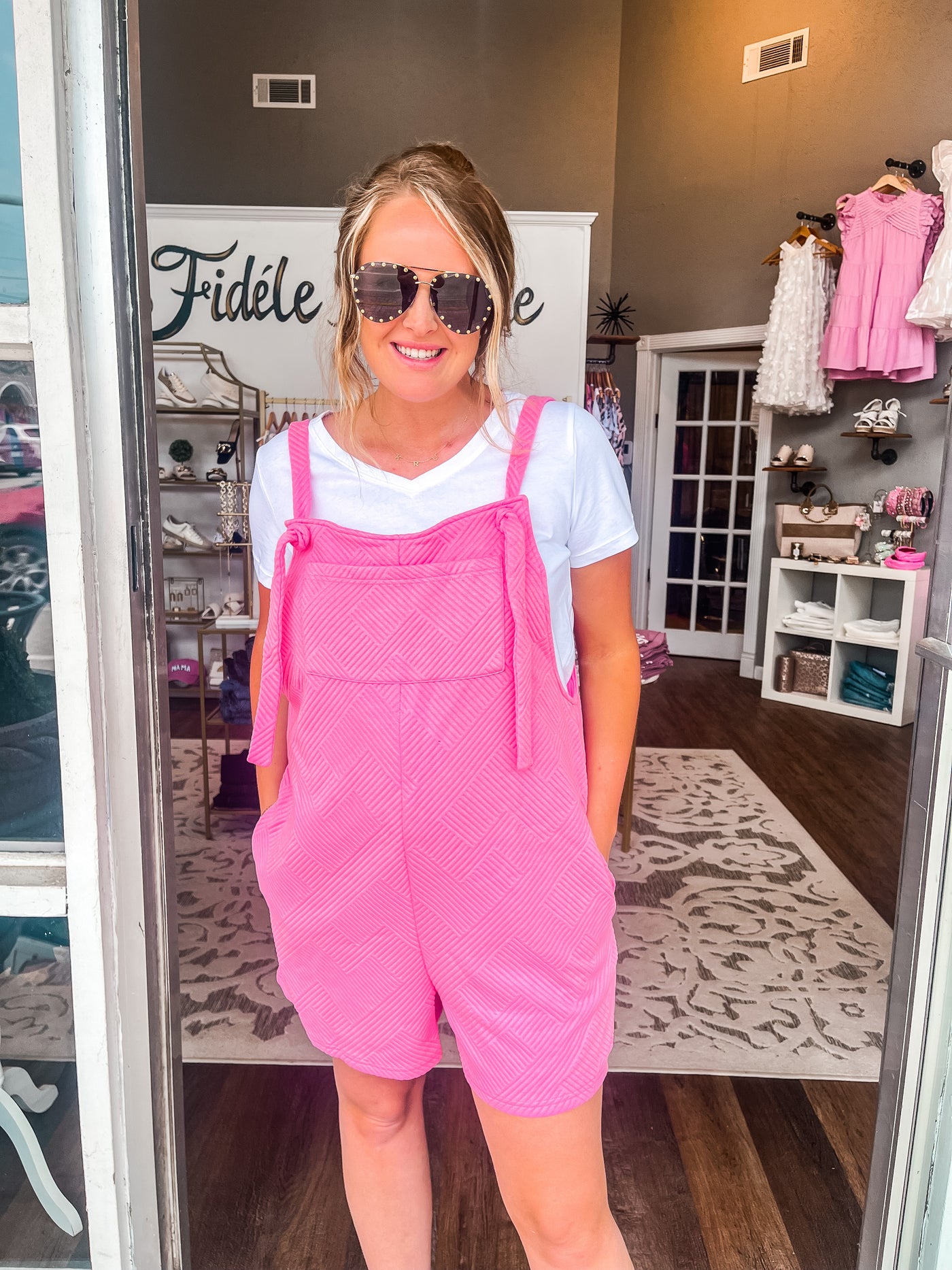 You're So Cool Pink Overall Romper