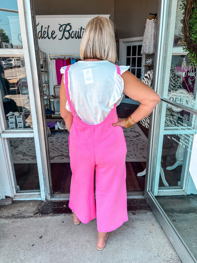 See You Soon French Terry Jumpsuit - Bubble Gum Pink