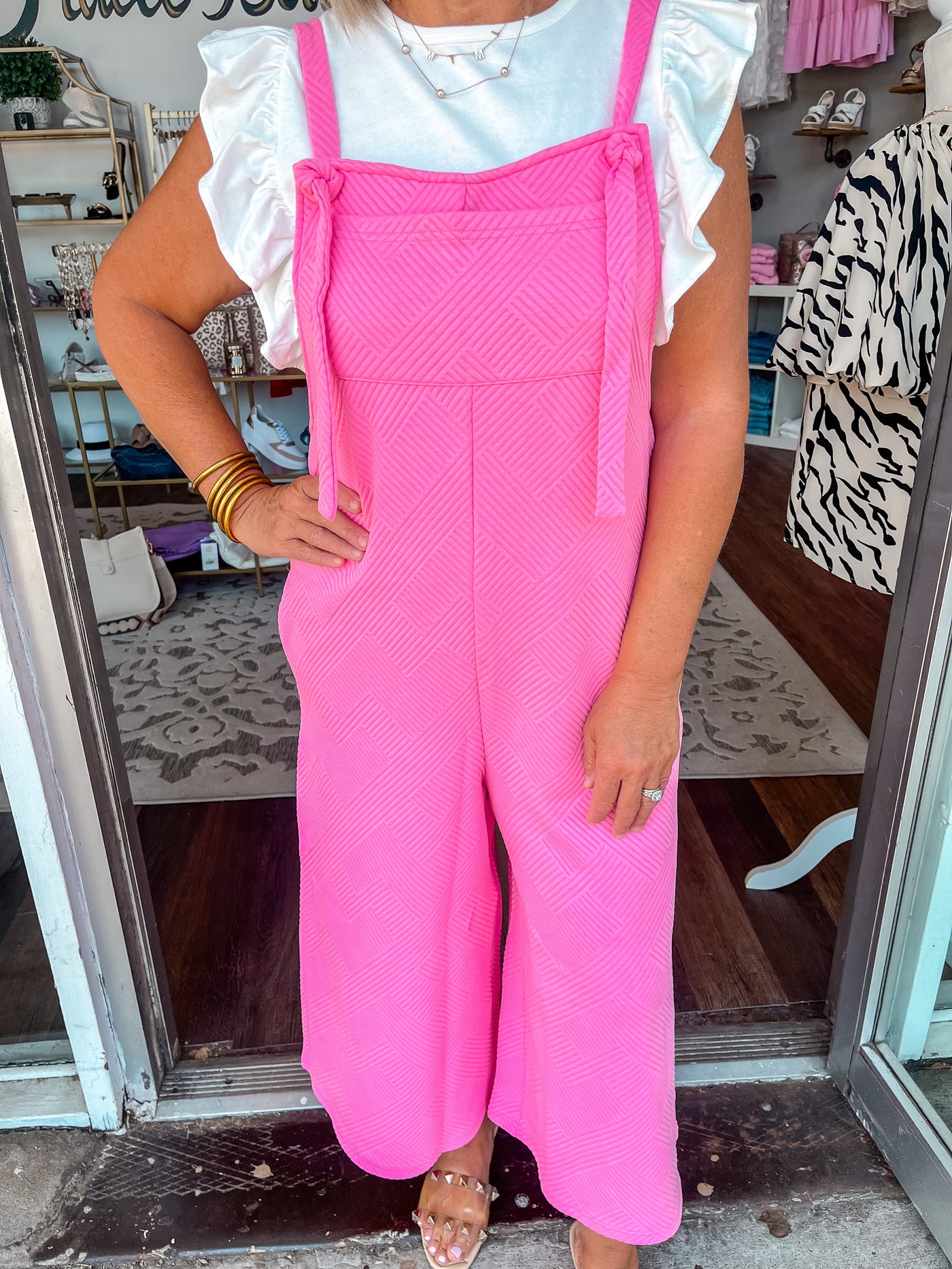 See You Soon French Terry Jumpsuit - Bubble Gum Pink