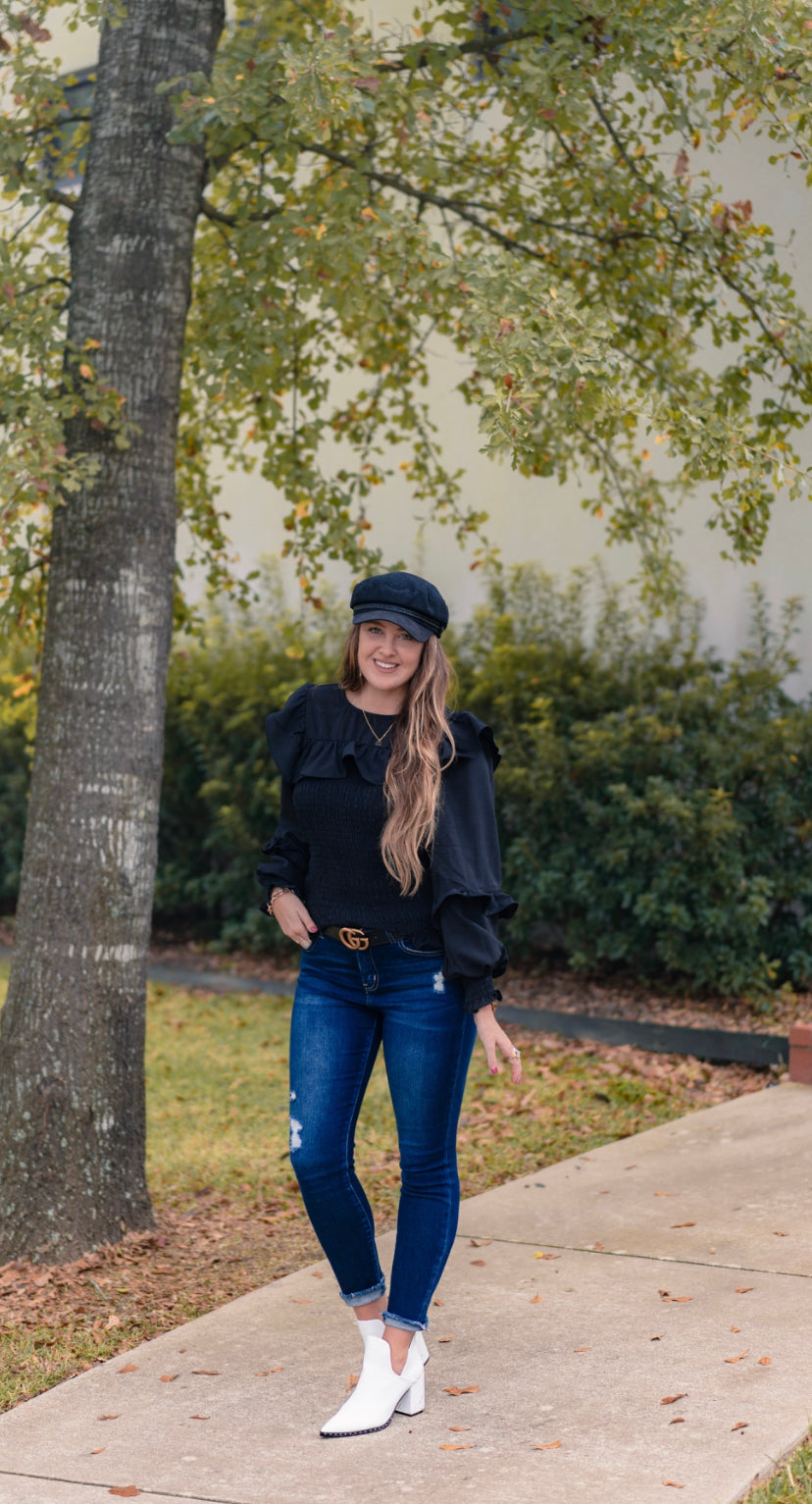 Holiday Black Ruffled Top