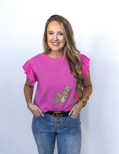 The Kenzie Pink Leopard Sweater