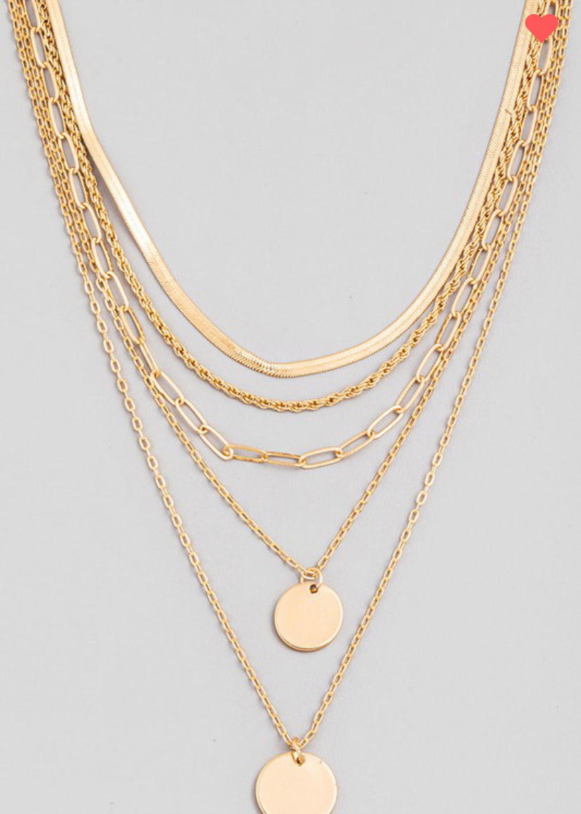 Gold Double Coin Necklace