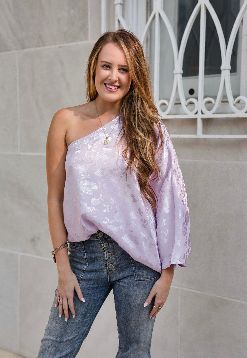 Lavender One Shoulder Blouse