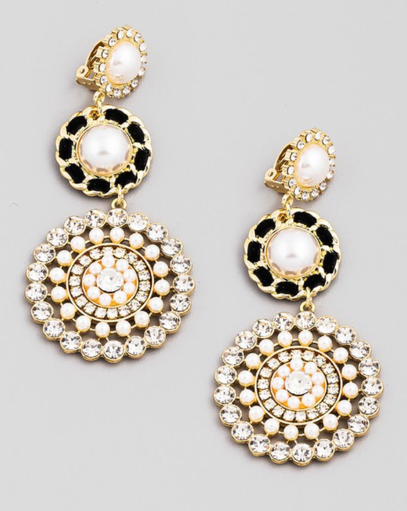 Rhinestone Peal Drop Earring