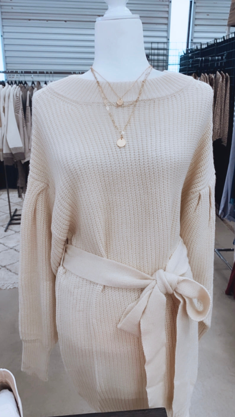 Fall Cream Sweater Dress