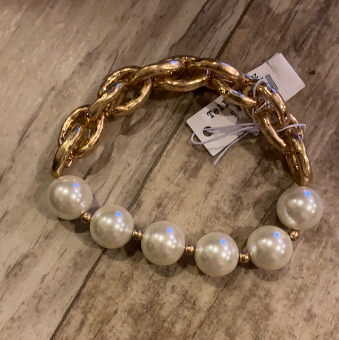 Pearl Gold Chain Bracelet