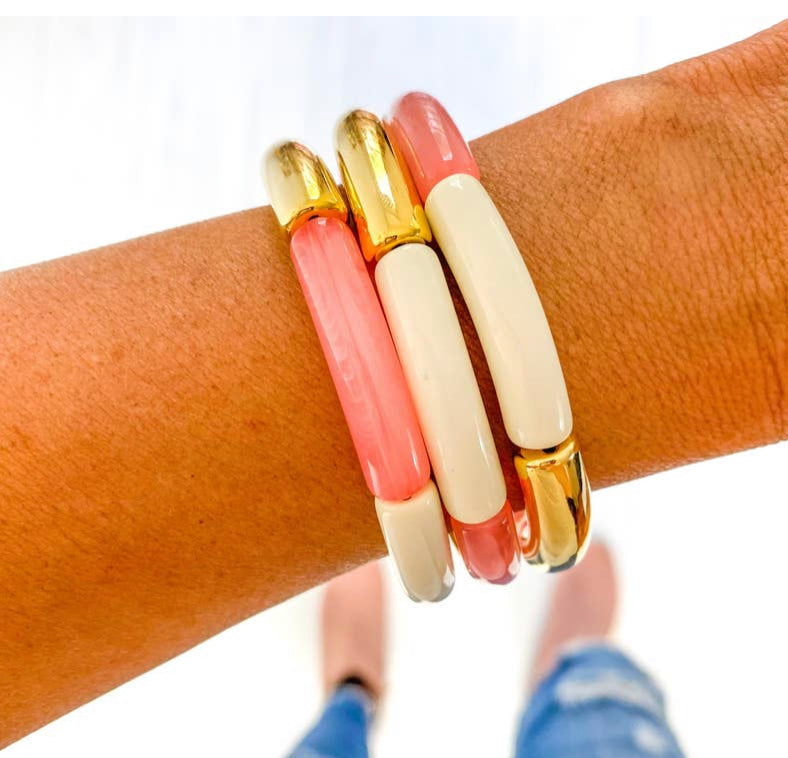 Pink + Ivory Tube Bracelet