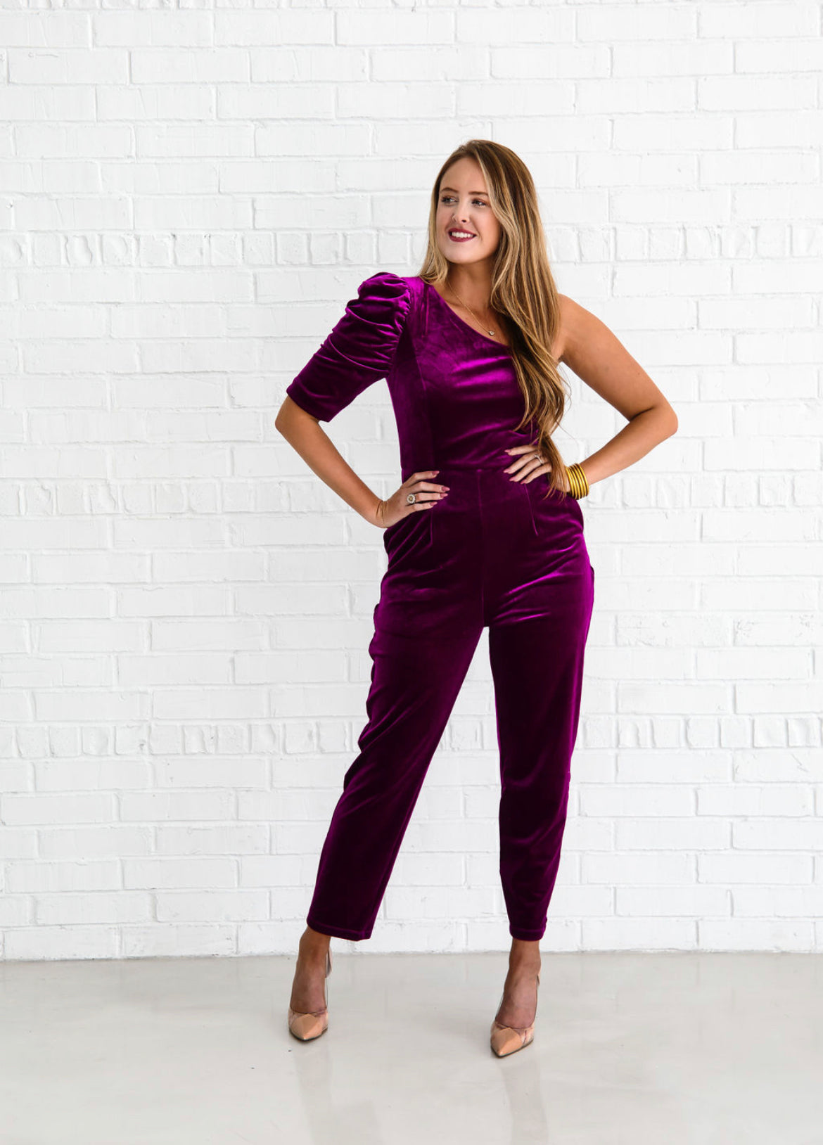 Wonderland Raspberry Velvet Jumpsuit