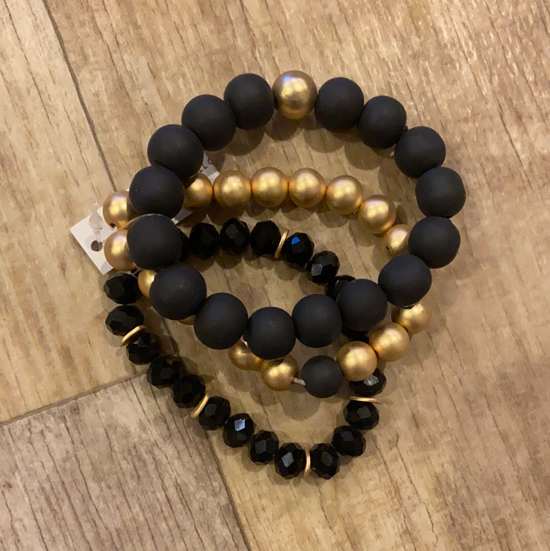 Black & Gold Bracelet Set